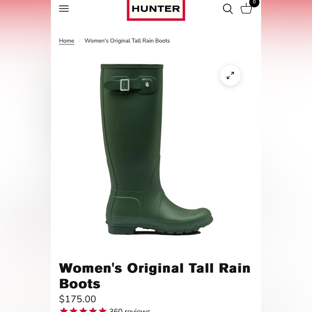 Hunter original tall rain boots in color ‘hunter green’